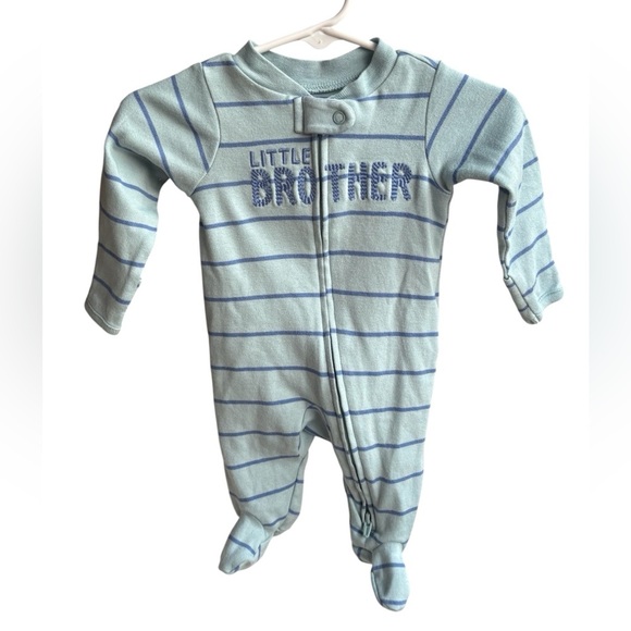 Carter's Blue Striped Little Brother Footie newborn - Picture 1 of 5